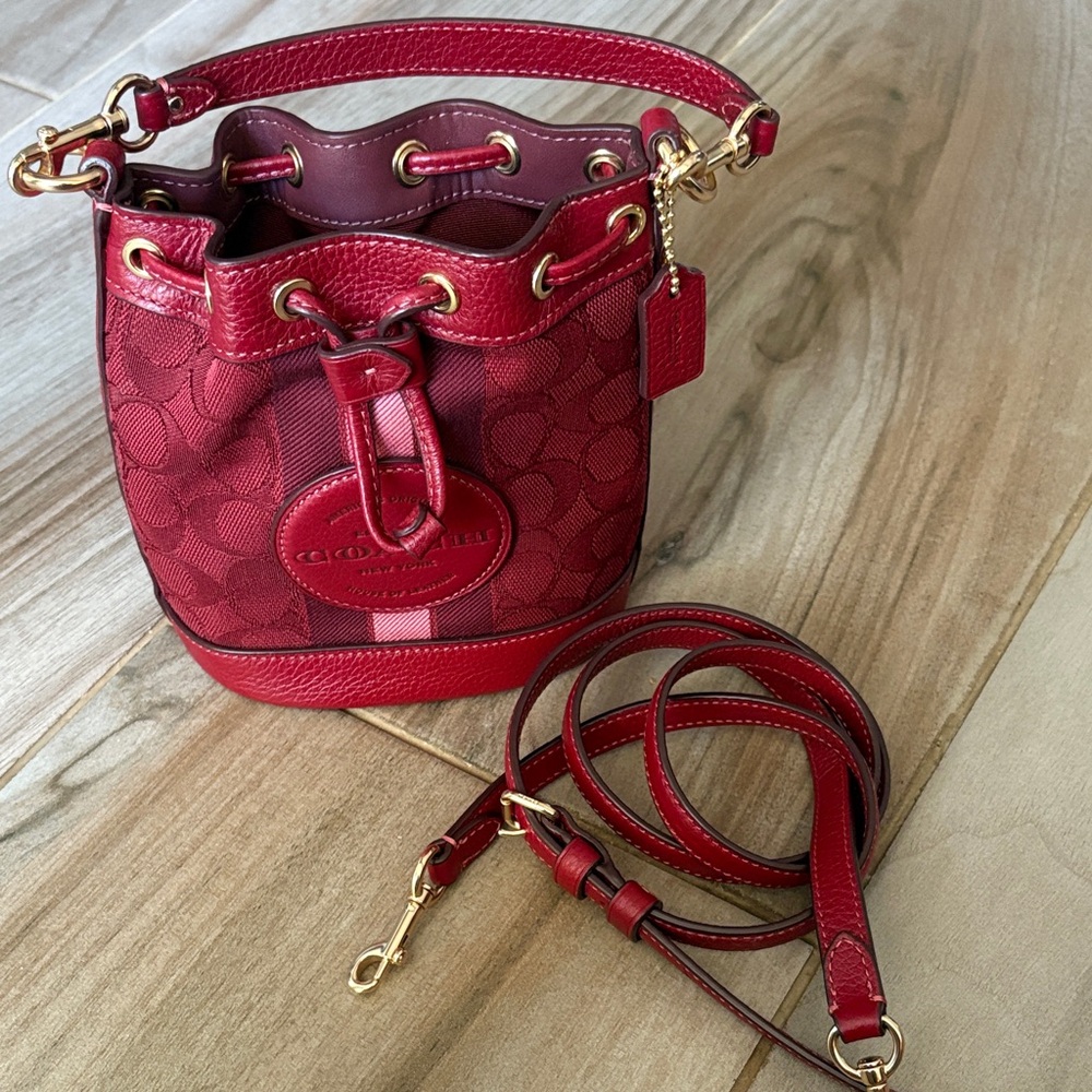 Coach Red Shoulder Bag with Gold Accents